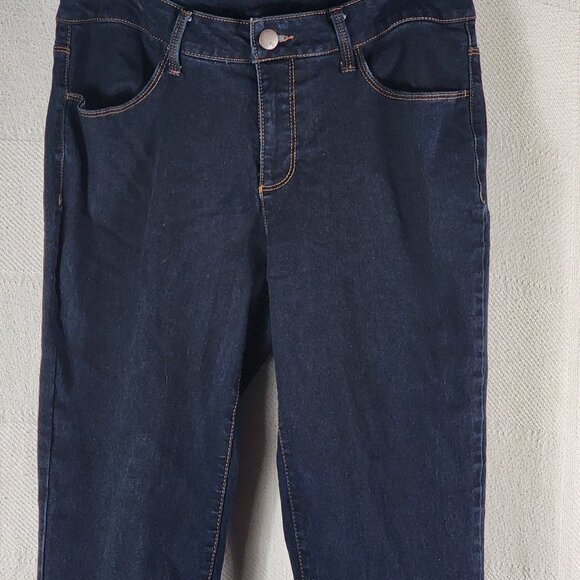 Faded Glory Dark Wash Cotton Poly Rayon Span Mid Rise Stretch Slim Jeans Sz 14A - Picture 2 of 16